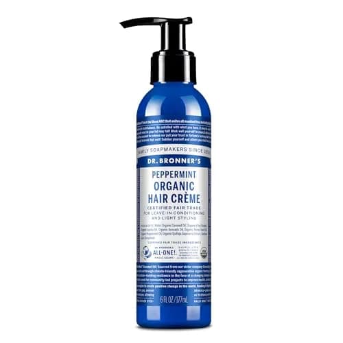 Dr. Bronner's Organic Hair Crème Leave-In Conditioner Styling Cream 177ml (6 Fl Oz) | USDA Organic, Peppermint Scent thumbnail 1