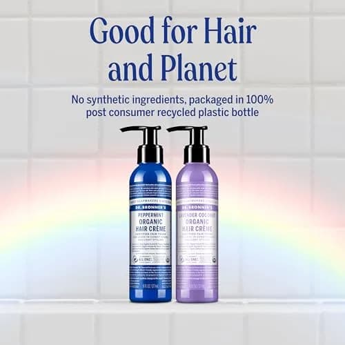 Dr. Bronner's Organic Hair Crème Leave-In Conditioner Styling Cream 177ml (6 Fl Oz) | USDA Organic, Peppermint Scent thumbnail 6