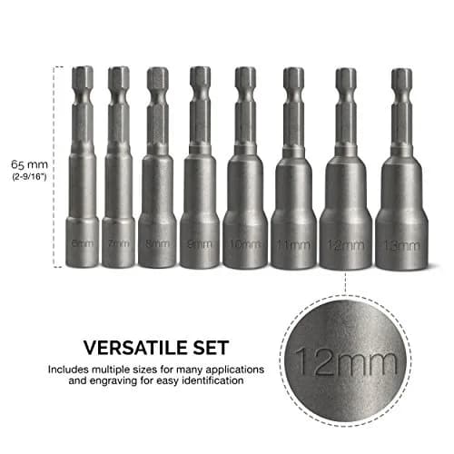 NEIKO 10065A 1/4” Hex Shank Magnetic Impact Nut Driver Set | 8 Piece Metric 6-13 MM | Cr-V Steel thumbnail 5