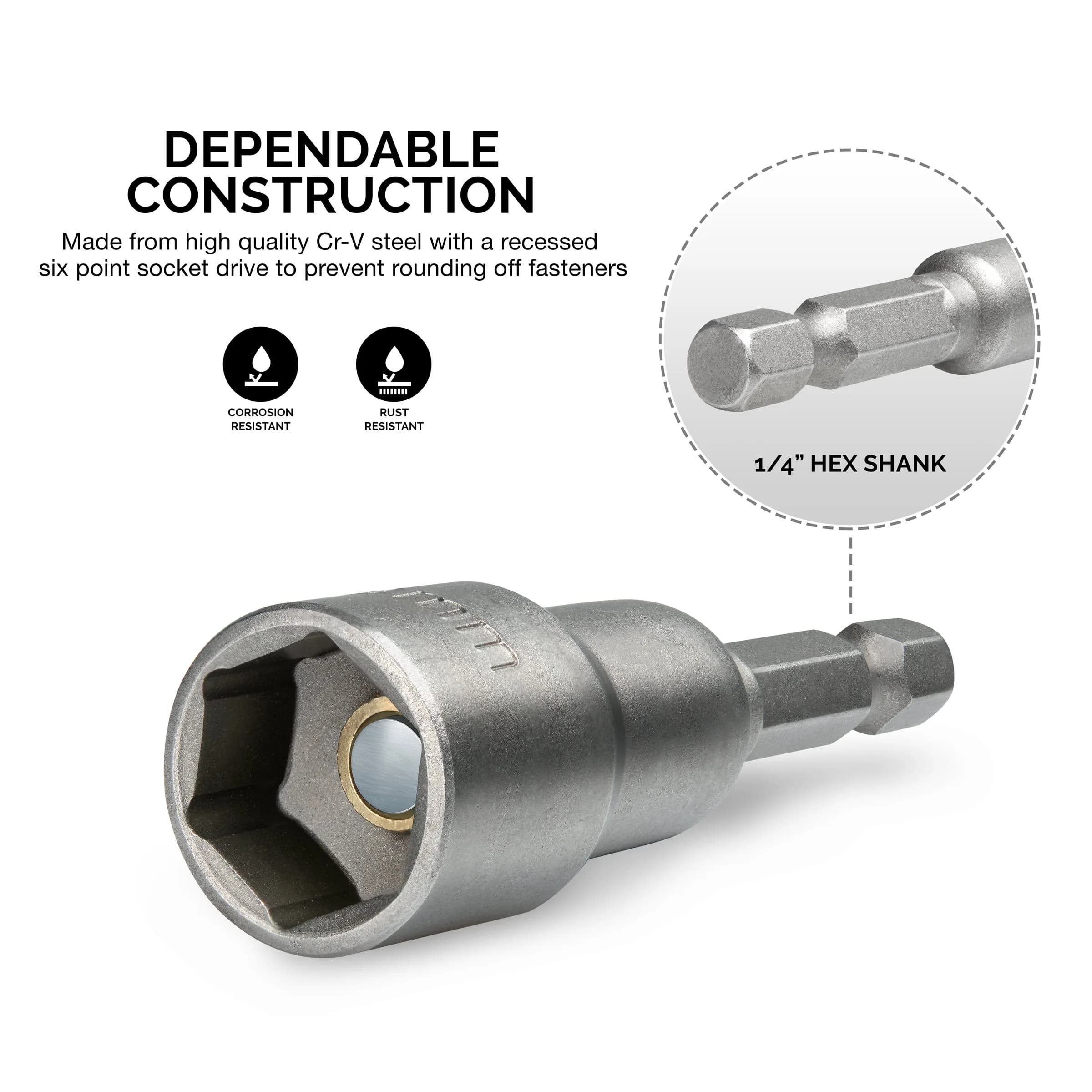 NEIKO 10065A 1/4” Hex Shank Magnetic Impact Nut Driver Set | 8 Piece Metric 6-13 MM | Cr-V Steel - view 2