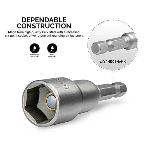 NEIKO 10065A 1/4” Hex Shank Magnetic Impact Nut Driver Set | 8 Piece Metric 6-13 MM | Cr-V Steel thumbnail 2