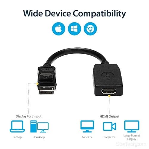 StarTech.com DisplayPort to HDMI Adapter DP2HDMI 13cm (5in) | VESA Certified Passive Converter for 1080p Video thumbnail 5