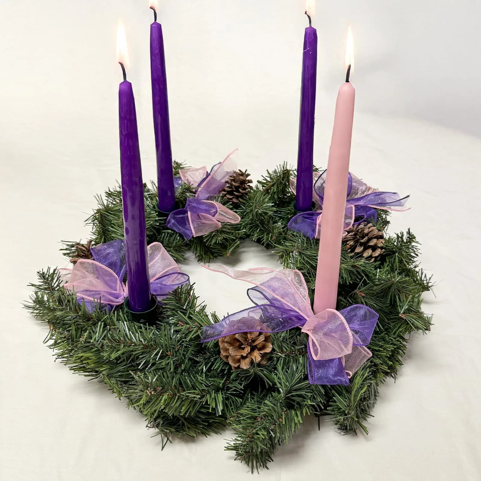 Wilson Advent Wreath with Candles | Hand Made USA Christmas Decor, 12" Diameter