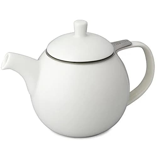 FORLIFE Curve Teapot with Infuser 24-Ounce | Dishwasher Safe, Lead-Free, Porcelain White thumbnail 1