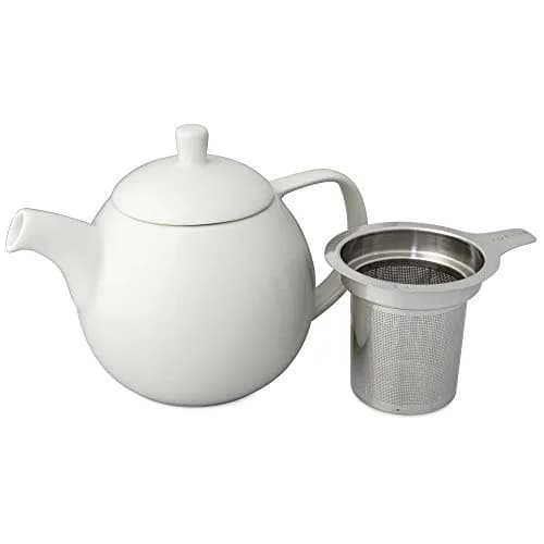 FORLIFE Curve Teapot with Infuser 24-Ounce | Dishwasher Safe, Lead-Free, Porcelain White thumbnail 2