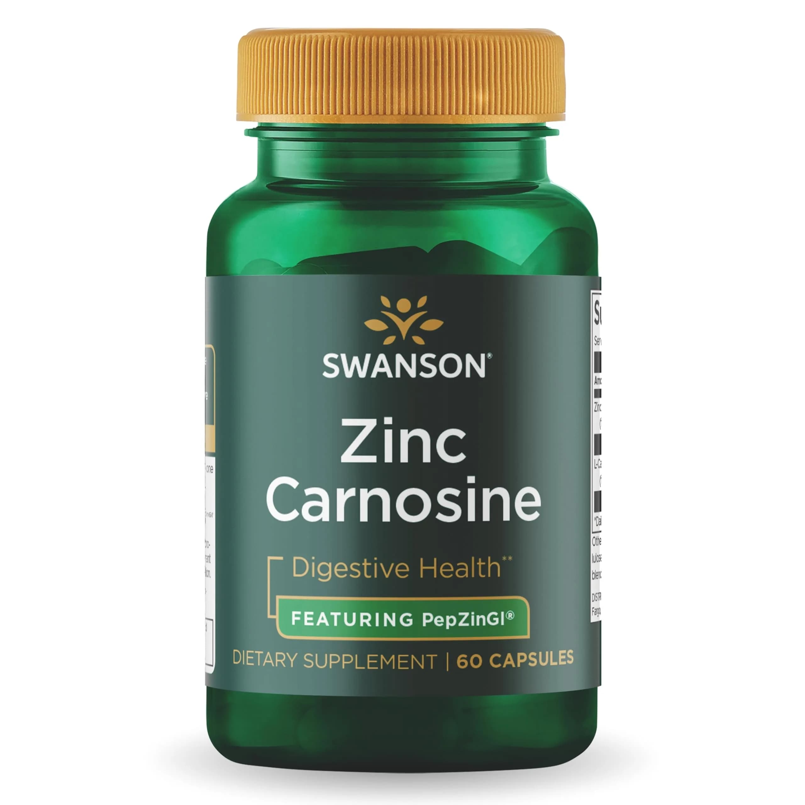 Swanson Zinc Carnosine PepZinGI Gastric Health Supplement 60 Capsules | Supports Stomach Lining & Digestive Wellness - main product image