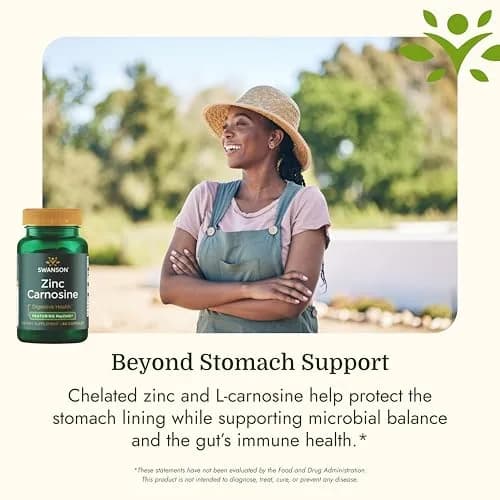 Swanson Zinc Carnosine PepZinGI Gastric Health Supplement 60 Capsules | Supports Stomach Lining & Digestive Wellness thumbnail 5