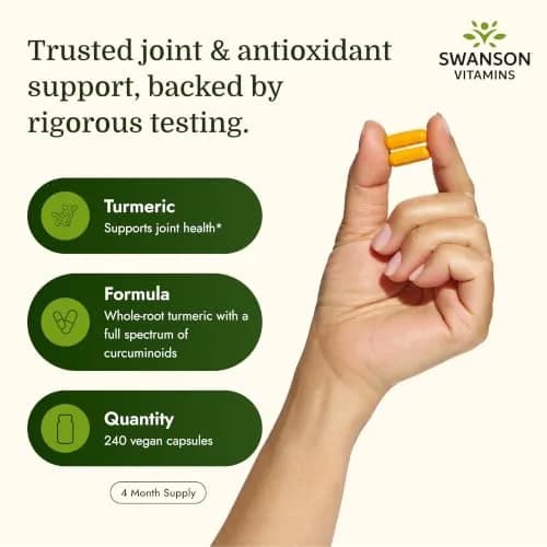 Swanson Full Spectrum Turmeric Curcumin Supplement, 240 Vegan Capsules | Supports Liver, Joints & Brain thumbnail 3