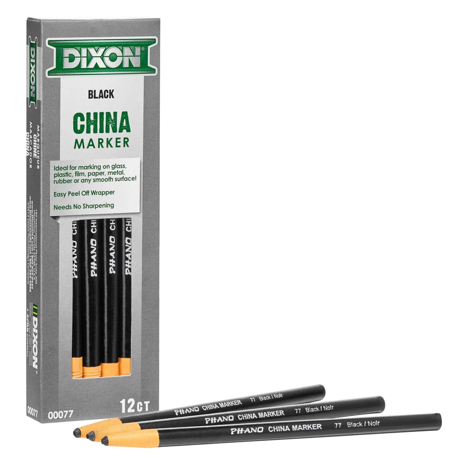 MARSHALLTOWN Dixon China Marker Black 12 Count (Pack of 1) | Marks Glass, Plastic, Film & Smooth Surfaces - main product image