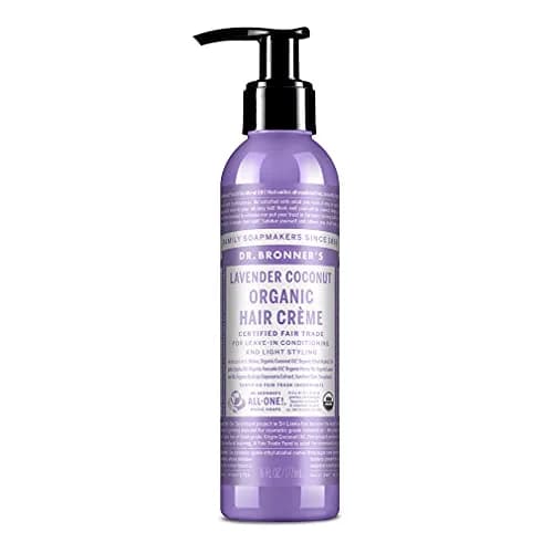 Dr. Bronner's Organic Hair Crème Leave-In Conditioner Styling Cream 177ml (6 fl oz) | USDA Organic & Fair Trade Ingredients — Lavender
