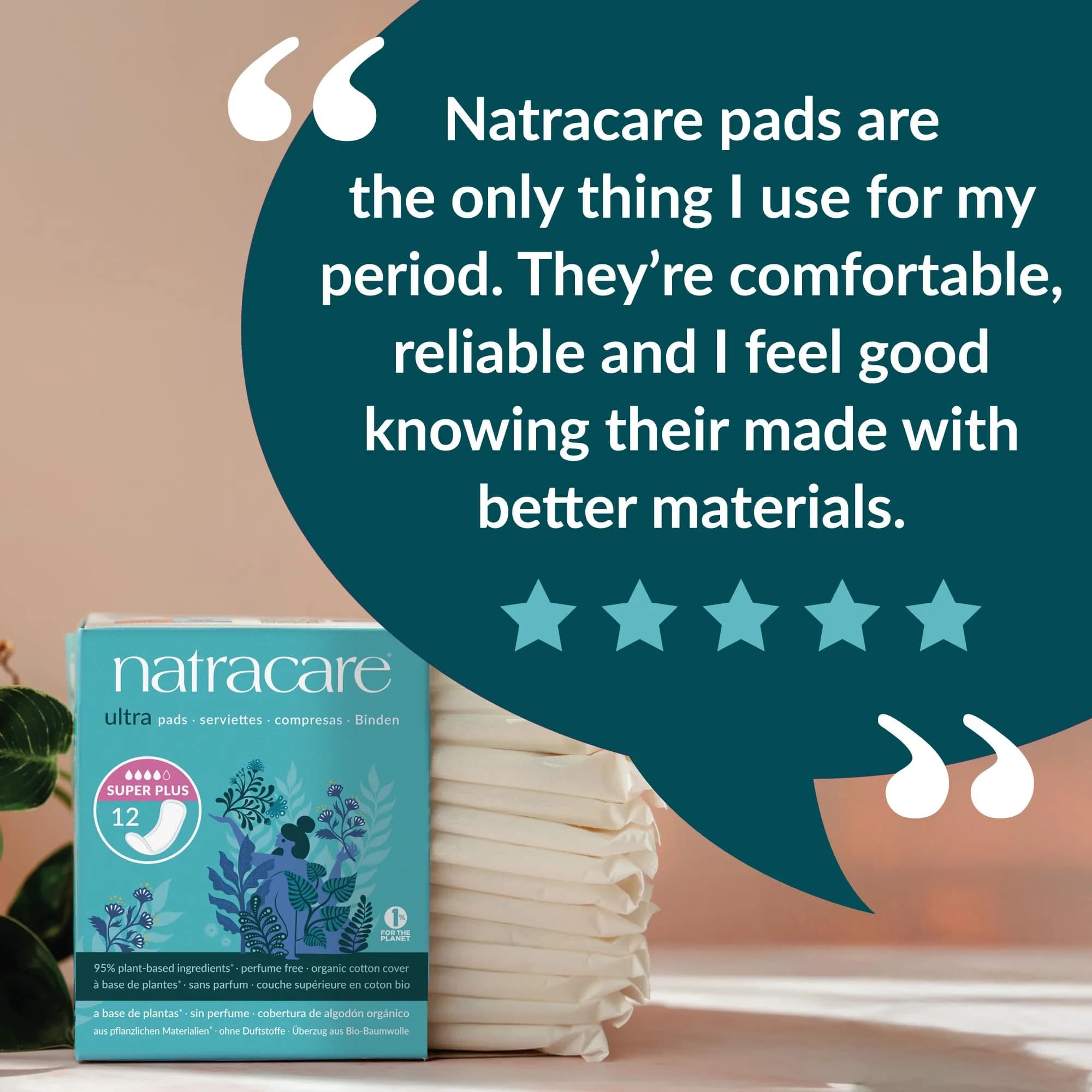Natracare Slim Fitting Ultra Pads with Wings, Long, 10 Count (10 Count) | Certified Organic Cotton & Plastic-Free - view 5