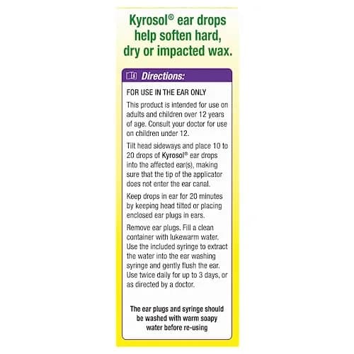 NeilMed Kyrosol All-Natural Earwax Removal Aid Syringe Kit | Fragrance-Free, Glycerin Drops 15ml (0.5 Fl Oz) thumbnail 5