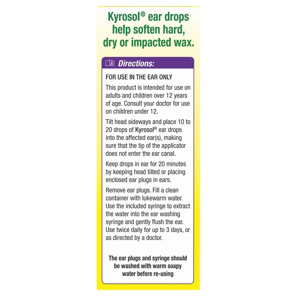NeilMed Kyrosol All-Natural Earwax Removal Aid Syringe Kit | Fragrance-Free, Glycerin Drops 15ml (0.5 Fl Oz) - view 5