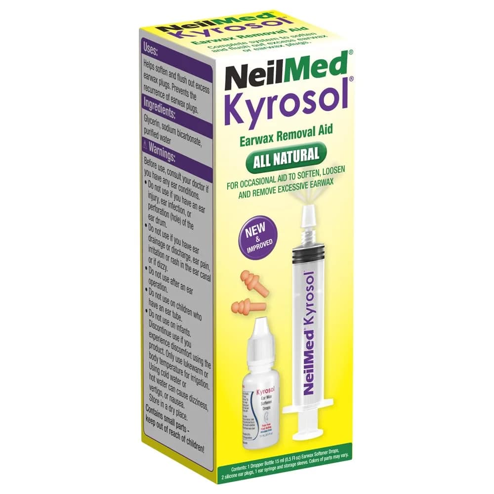 NeilMed Kyrosol All-Natural Earwax Removal Aid Syringe Kit | Fragrance-Free, Glycerin Drops 15ml (0.5 Fl Oz) - main product image