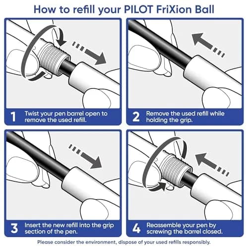 Pilot Refills for Frixion Rollerball 0.7 mm Tip | Blue, Pack of 3 | Erasable Gel Ink thumbnail 3