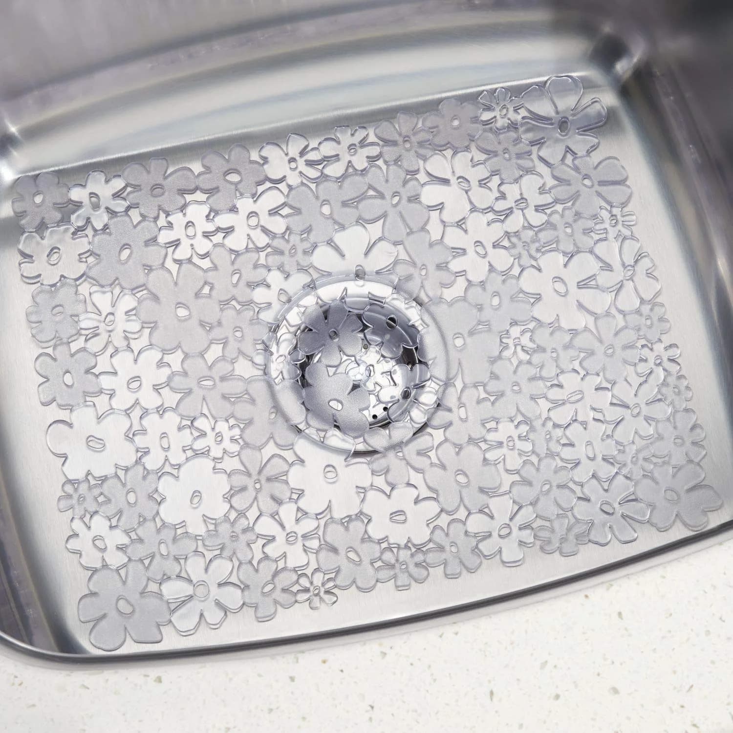 iDesign Blumz Floral Sink Protector Mat 40.6cm x 31.7cm (16" x 12.5") | Protects Sinks & Dishes from Scratches - view 5