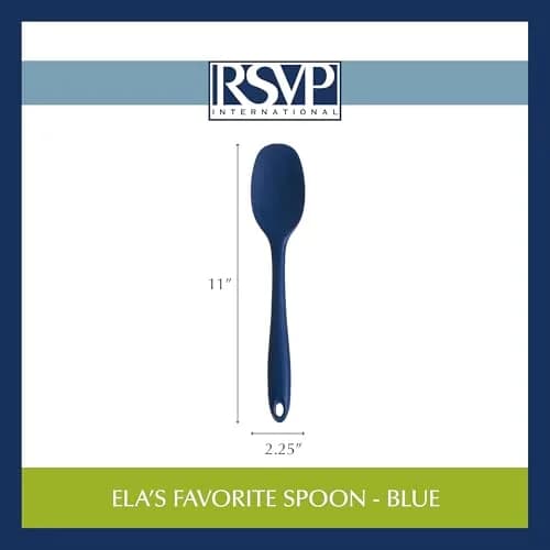 RSVP International Ela's Favorite Silicone Spatula Spoon, Blue, 11" | BPA-Free Heat Resistant Kitchen Tool thumbnail 6