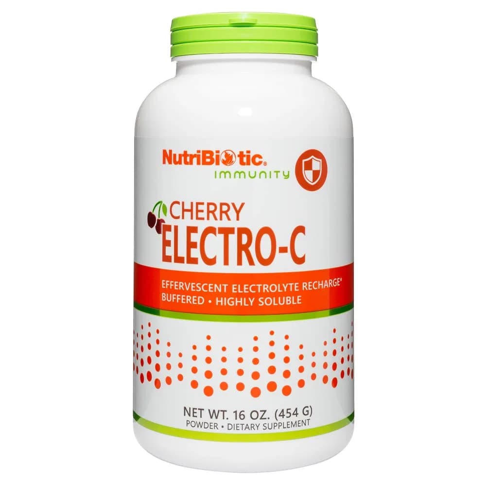 NutriBiotic Cherry Electro-C Vitamin C & Electrolyte Powder | 16 Oz | Effervescent Recharge | Buffered & Highly Soluble | Non-GMO & Gluten Free - main product image