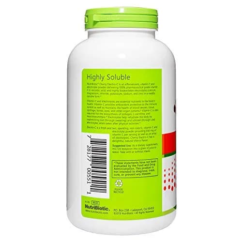 NutriBiotic Cherry Electro-C Vitamin C & Electrolyte Powder | 16 Oz | Effervescent Recharge | Buffered & Highly Soluble | Non-GMO & Gluten Free thumbnail 2