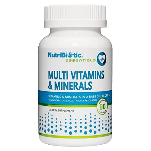 NutriBiotic Multi Vitamins & Minerals 90 Ct Capsules | Gluten Free, Highly Absorbable, 72 Trace Elements, Chlorella Base thumbnail 1