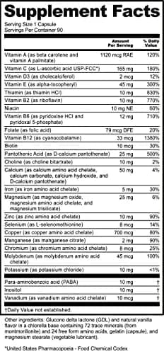 NutriBiotic Multi Vitamins & Minerals 90 Ct Capsules | Gluten Free, Highly Absorbable, 72 Trace Elements, Chlorella Base thumbnail 4