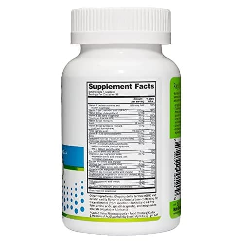 NutriBiotic Multi Vitamins & Minerals 90 Ct Capsules | Gluten Free, Highly Absorbable, 72 Trace Elements, Chlorella Base thumbnail 3