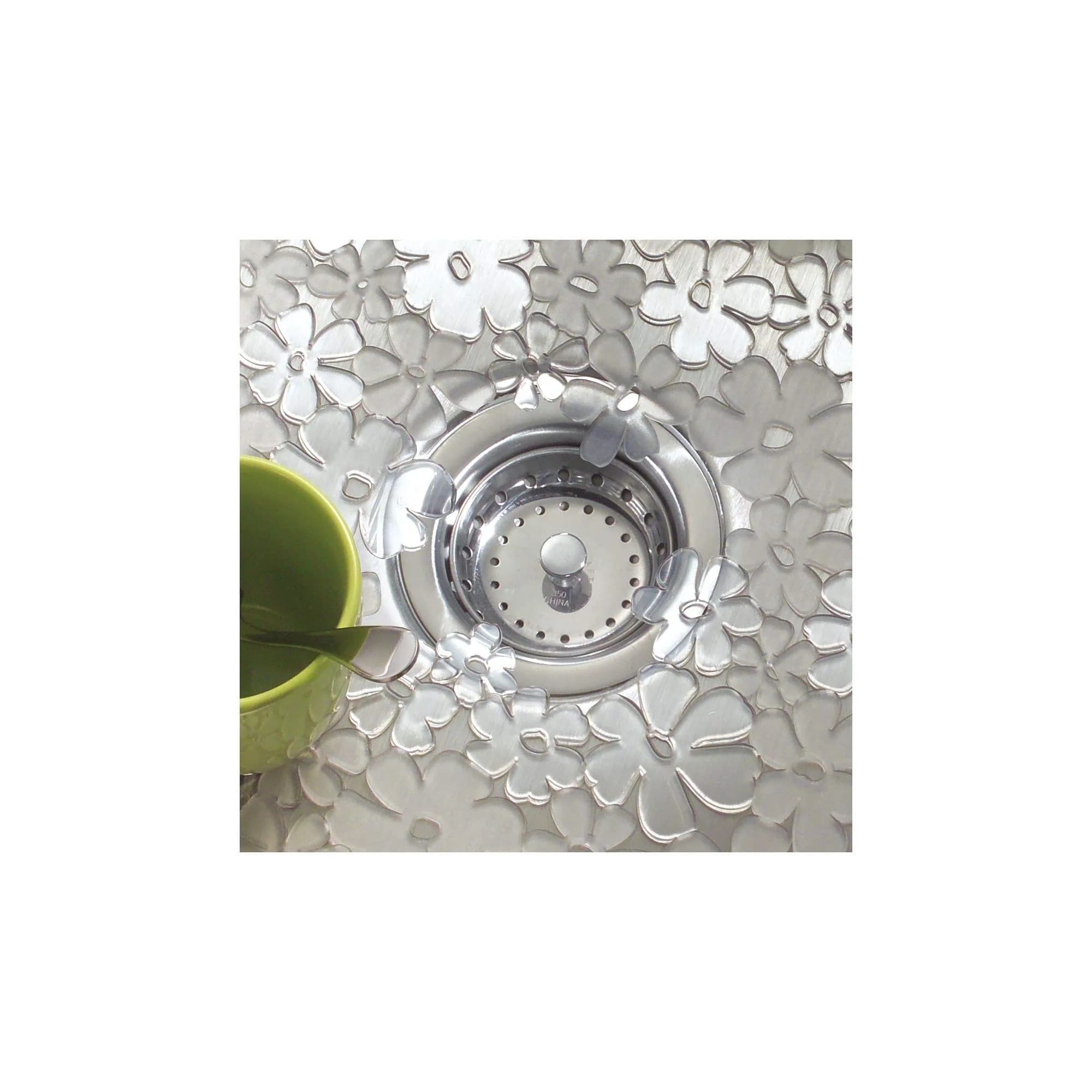 iDesign Blumz Sink Protector Mat Clear | 28cm x 30cm (11" x 12") - view 6