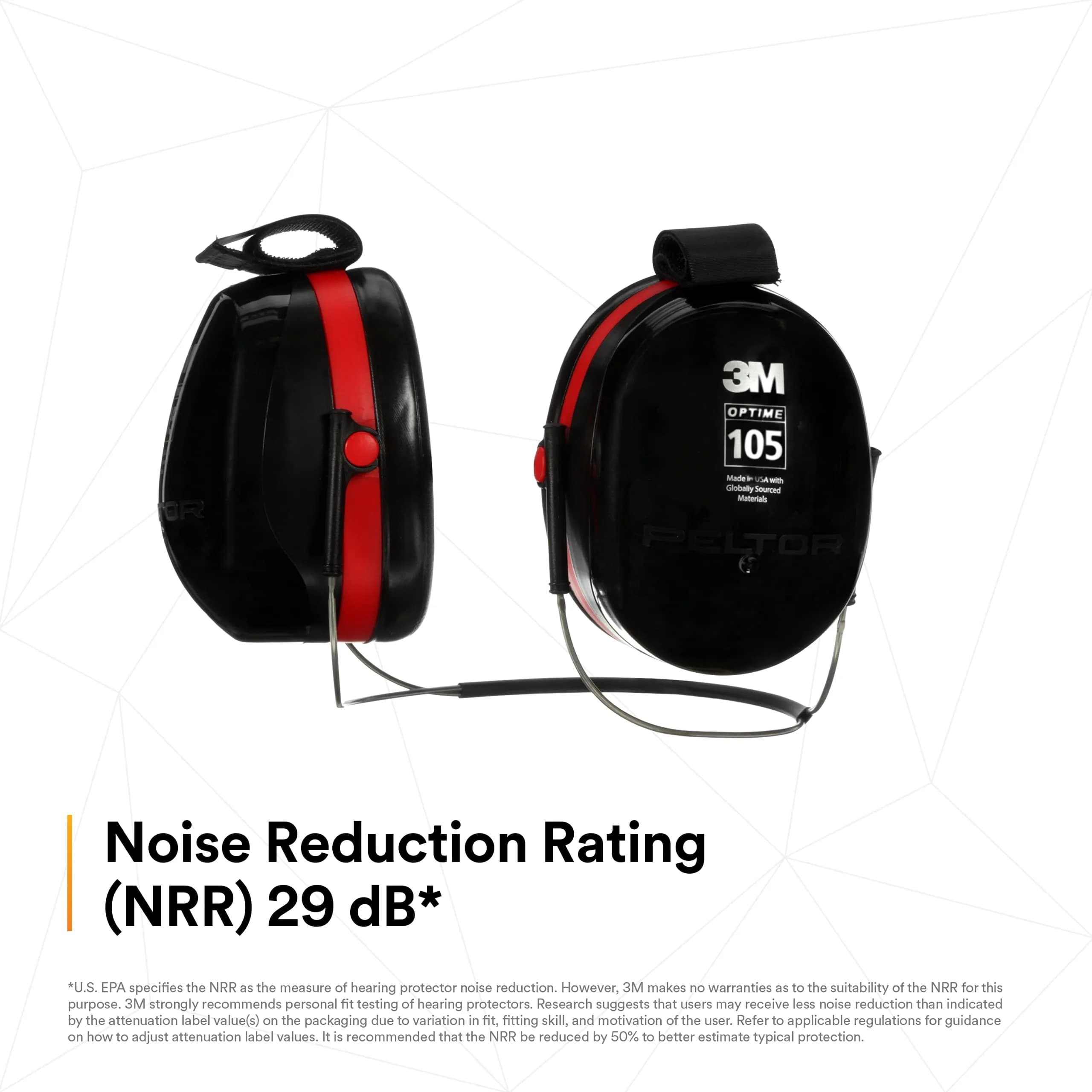 3M Peltor Optime 105 Behind-the-Head Earmuff, 29 dB NRR | Industrial Noise Protection - view 7