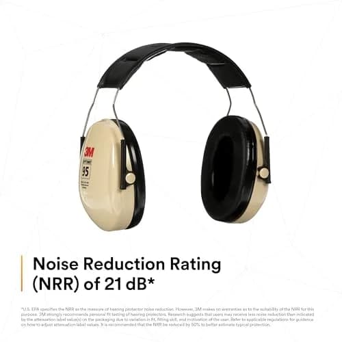 3M Peltor H6AV Optime 95 Over the Head Noise Reduction Earmuff, Hearing Protection, Ear Protectors, NRR 21dB, Ideal for Machine Shops and Power Tools, Beige thumbnail 4