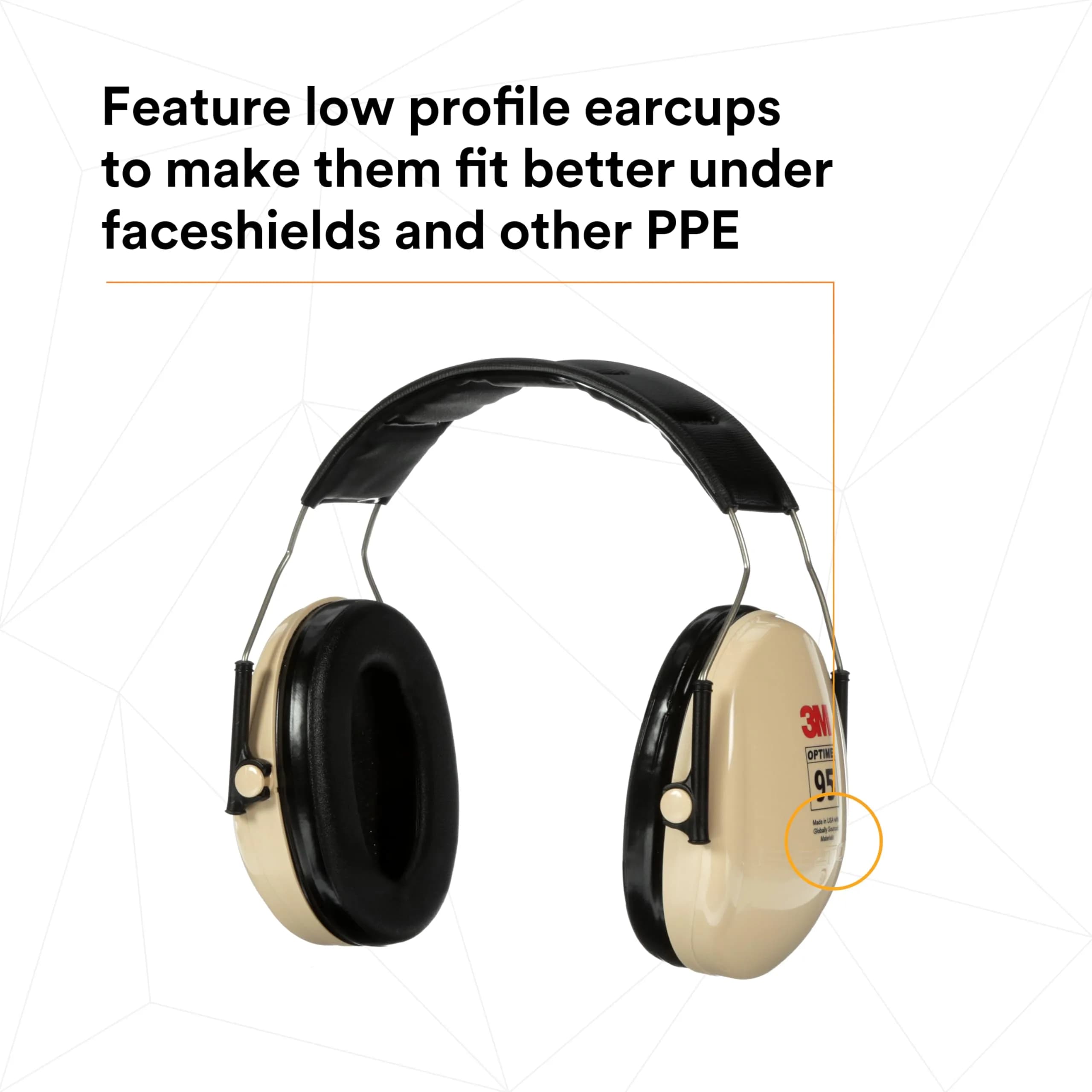 3M Peltor H6AV Optime 95 Over the Head Noise Reduction Earmuff, Hearing Protection, Ear Protectors, NRR 21dB, Ideal for Machine Shops and Power Tools, Beige - view 5