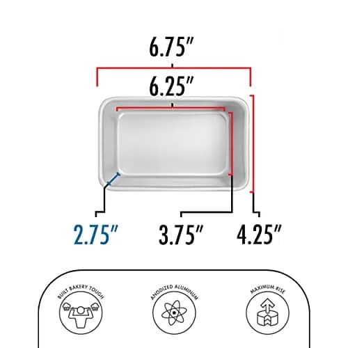 Fat Daddio's Anodized Aluminum Loaf Pan 16.3cm (6.4") x 9.5cm (3.75") x 6.9cm (2.75") | Bakery-Tough Baking Pan for Home Ovens thumbnail 3
