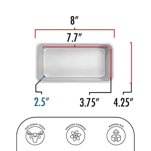 Fat Daddio's Anodized Aluminum Loaf Pan 7.75 x 3.75 x 2.5 Inch (19.4 x 9.5 x 6.4 cm) | Bakery Tough for Indian Home Ovens thumbnail 3