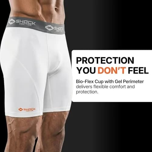 Shock Doctor Compression Shorts with Protective Bio-Flex Cup | Moisture Wicking, Vented Support, Adult Large thumbnail 4