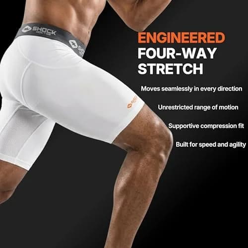 Shock Doctor Compression Shorts with Protective Bio-Flex Cup | Moisture Wicking, Vented Support, Adult Large thumbnail 8