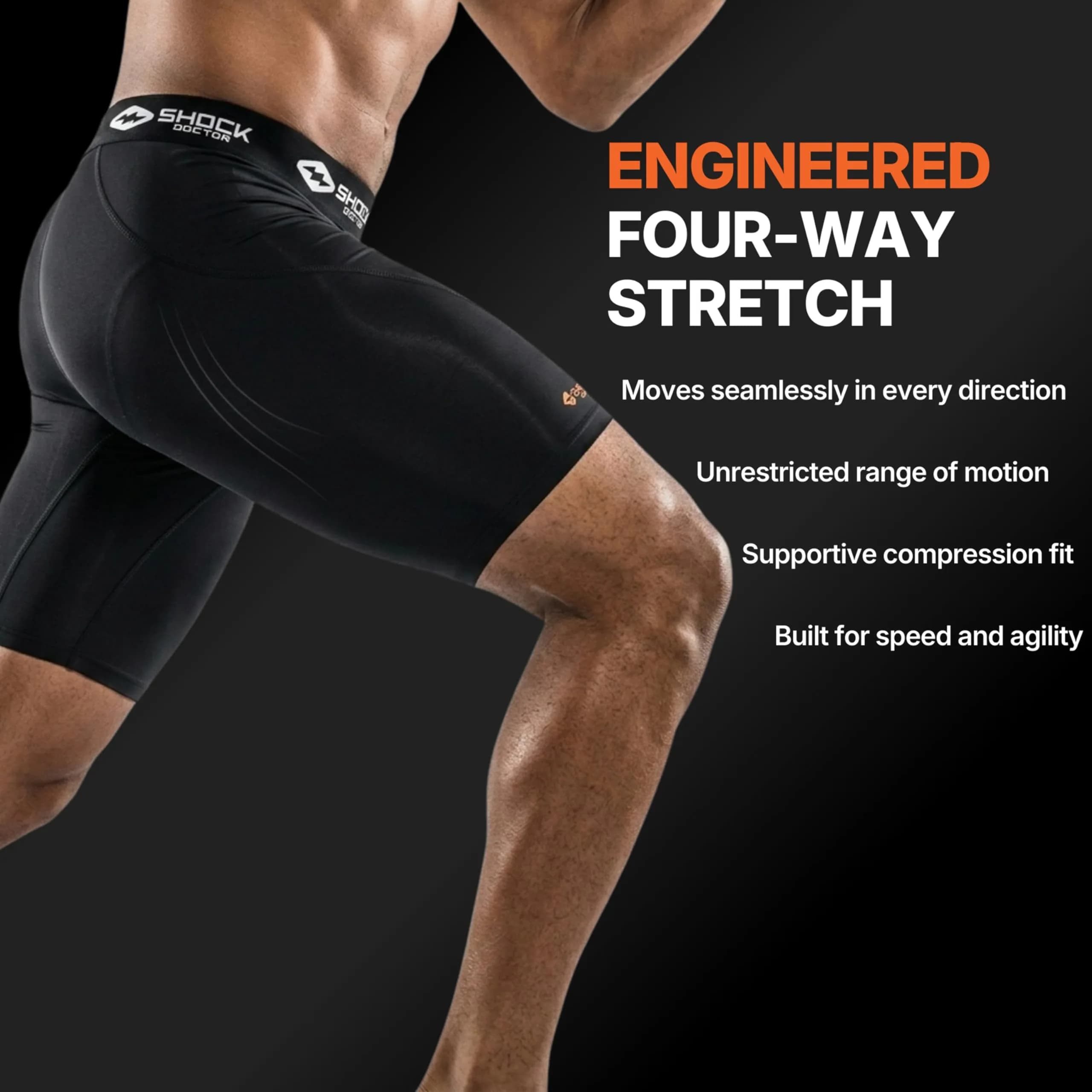 Shock Doctor Compression Shorts with Protective Bio-Flex Cup | Moisture Wicking Ventilated Support for Active Men thumbnail 8