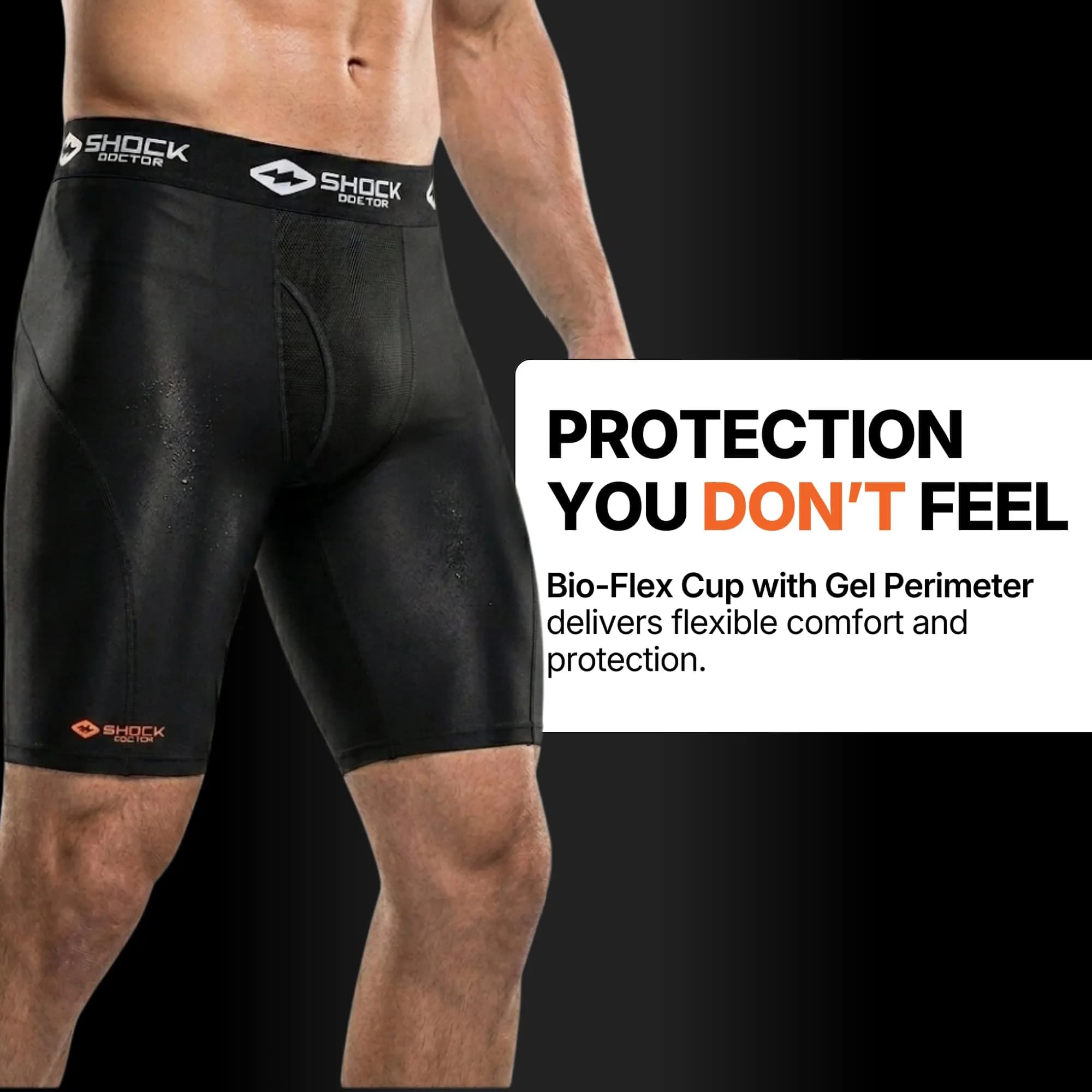 Shock Doctor Compression Shorts with Protective Bio-Flex Cup | Moisture Wicking Ventilated Support for Active Men thumbnail 4