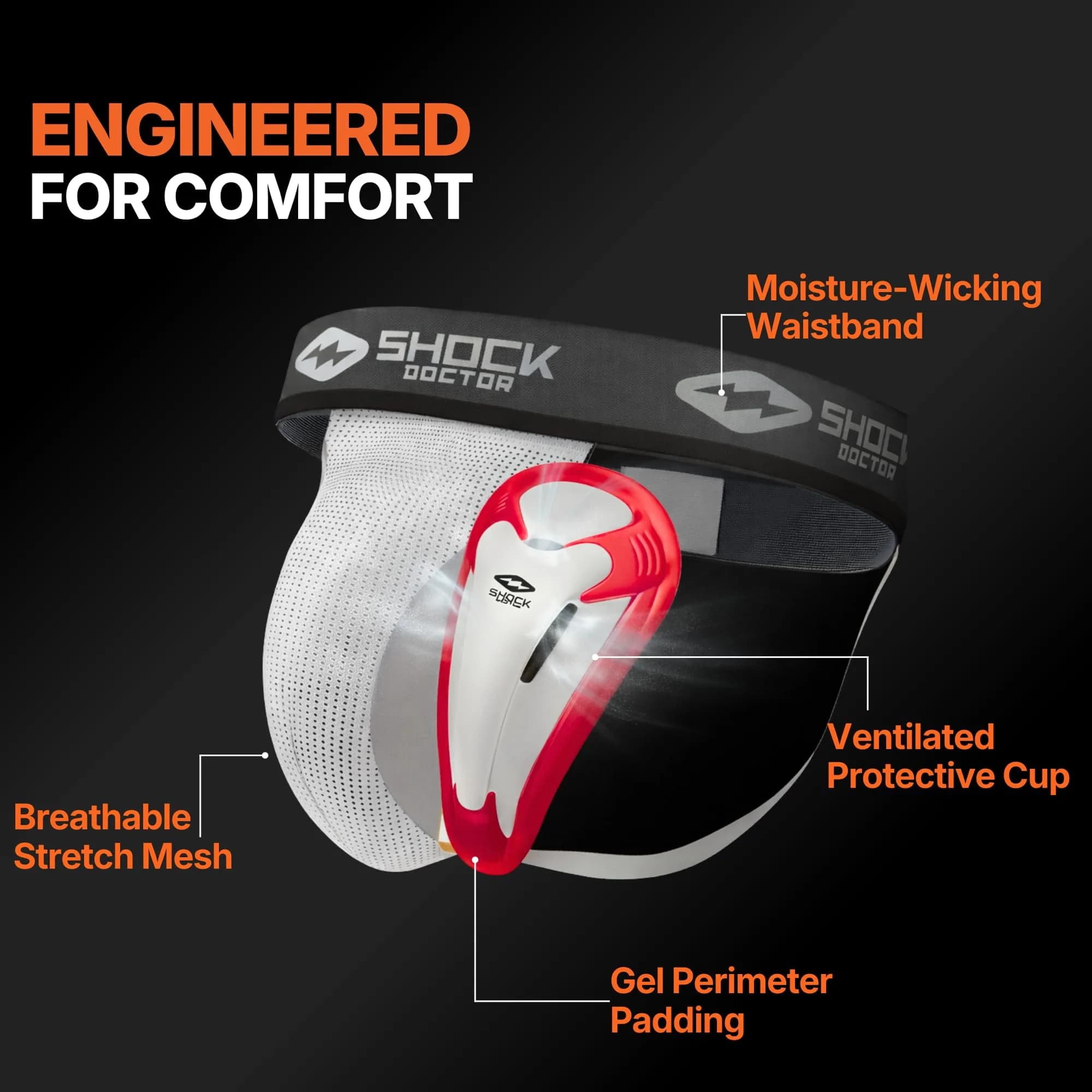 Shock Doctor 213 Core Supporter with BioFlex Cup Large | Athletic Groin Protector for Men thumbnail 5
