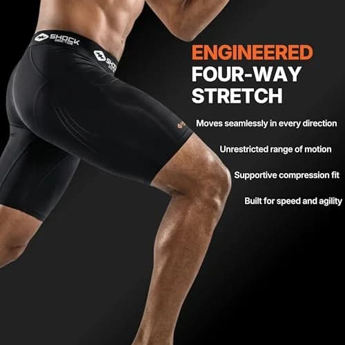 Shock Doctor Compression Shorts with Bio-Flex Cup | Moisture Wicking, Ventilated Support for Men thumbnail 8