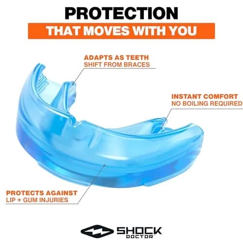 Shock Doctor Orthodontic Mouth Guard for Braces Youth Blue | Instant Fit Silicone thumbnail 3