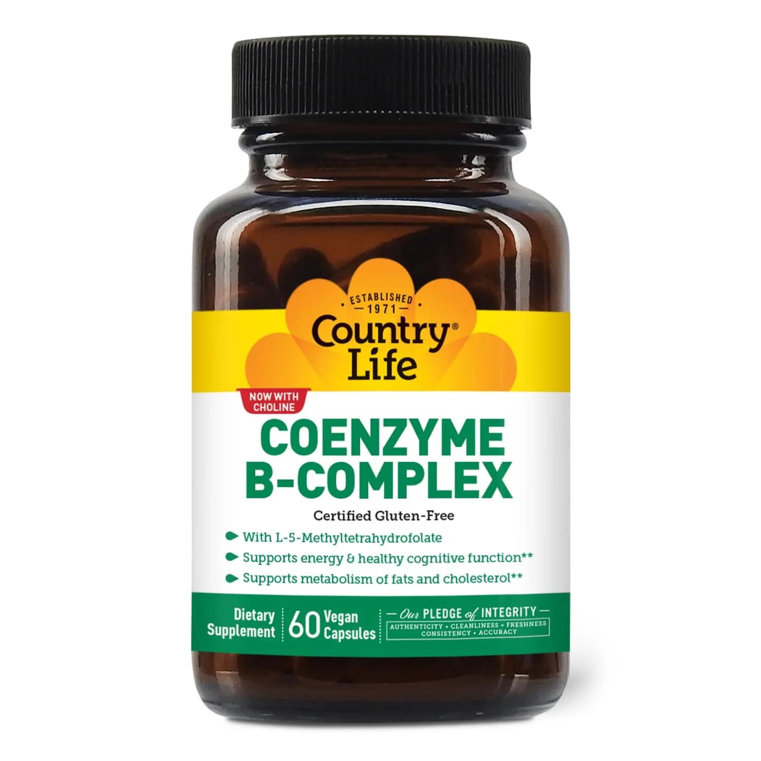 Country Life Coenzyme B-Complex with Choline, 60 Vegan Capsules | Supports Nerve & Brain Health