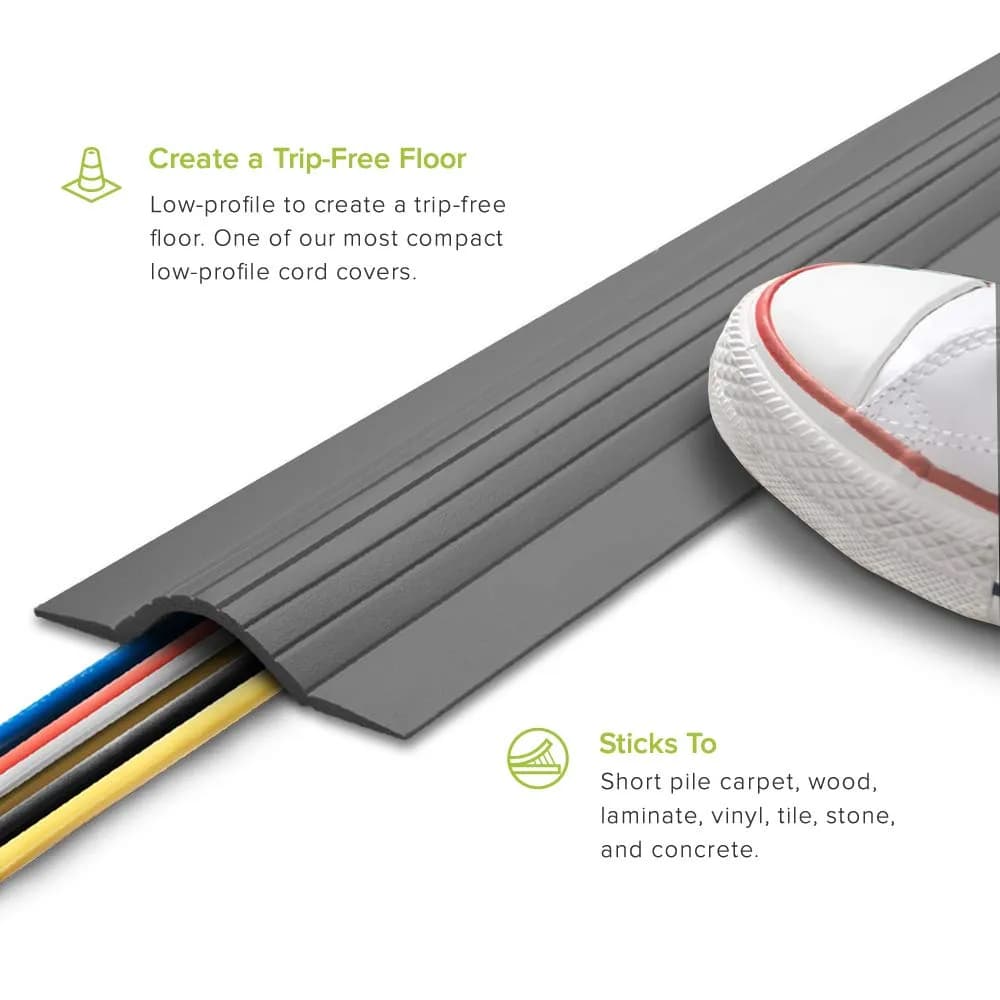UT Wire 5 ft (1.52 m) Cable Blanket Low Profile Cord Cover | Grey - view 2