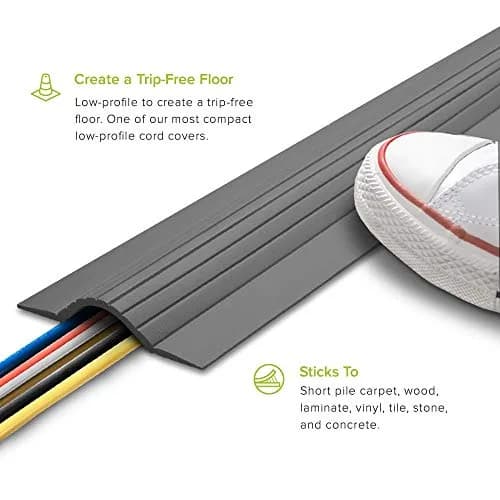 UT Wire 5 ft (1.52 m) Cable Blanket Low Profile Cord Cover | Grey thumbnail 2