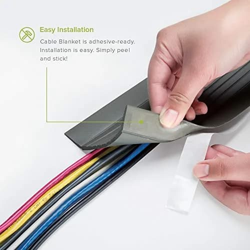 UT Wire 5 ft (1.52 m) Cable Blanket Low Profile Cord Cover | Grey thumbnail 3