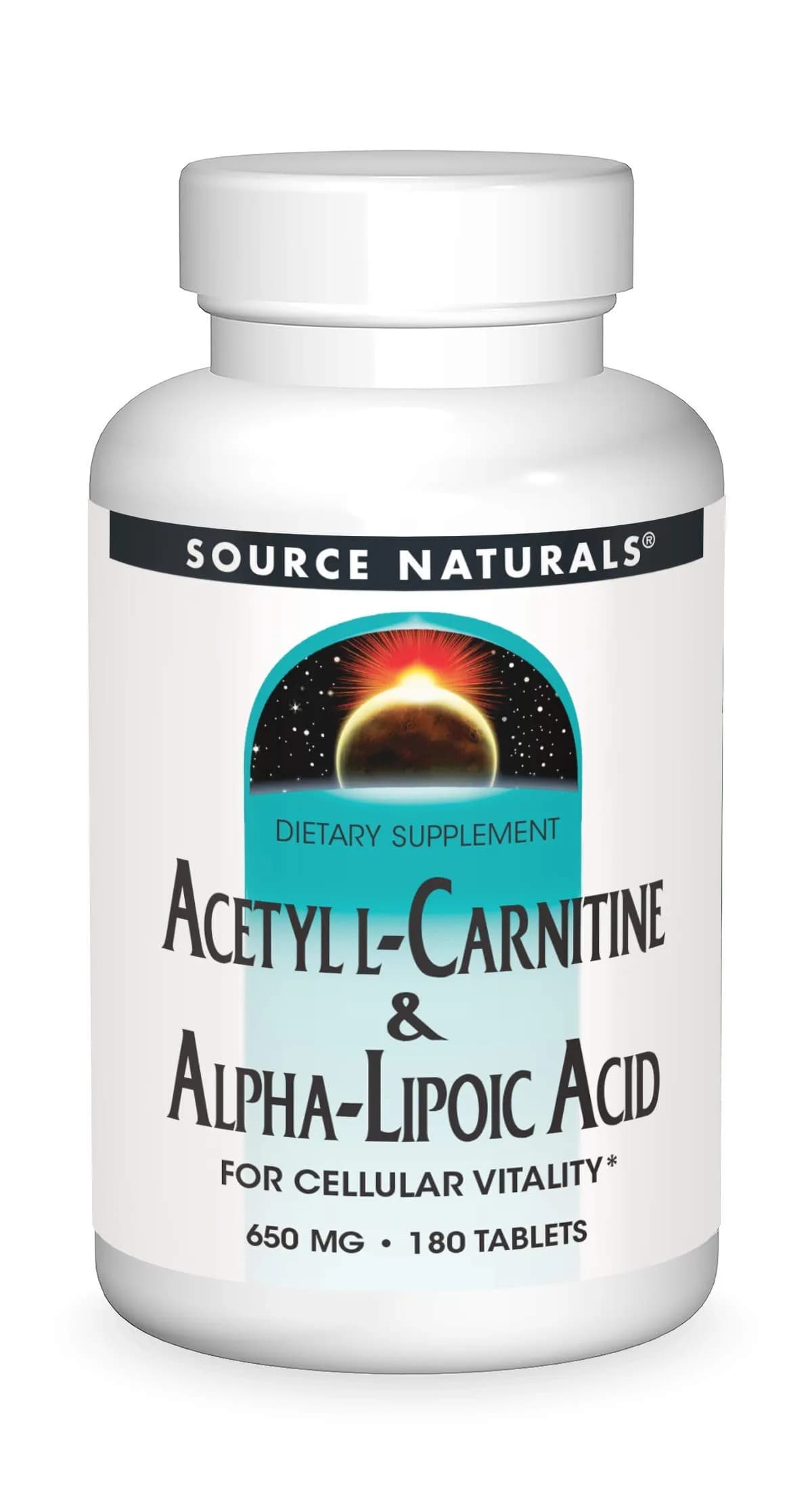 Source Naturals Acetyl L-Carnitine & Alpha-Lipoic Acid 650mg | Supports Metabolic Function, Vegetarian, 180 Tablets
