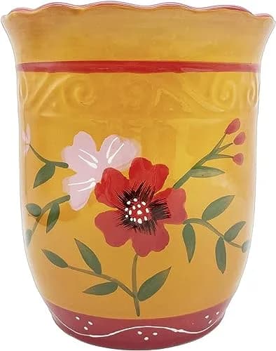 ACK Utensil Holder (Garden) Yellow | Modern Ceramic Kitchen Organizer 5.75" thumbnail 1