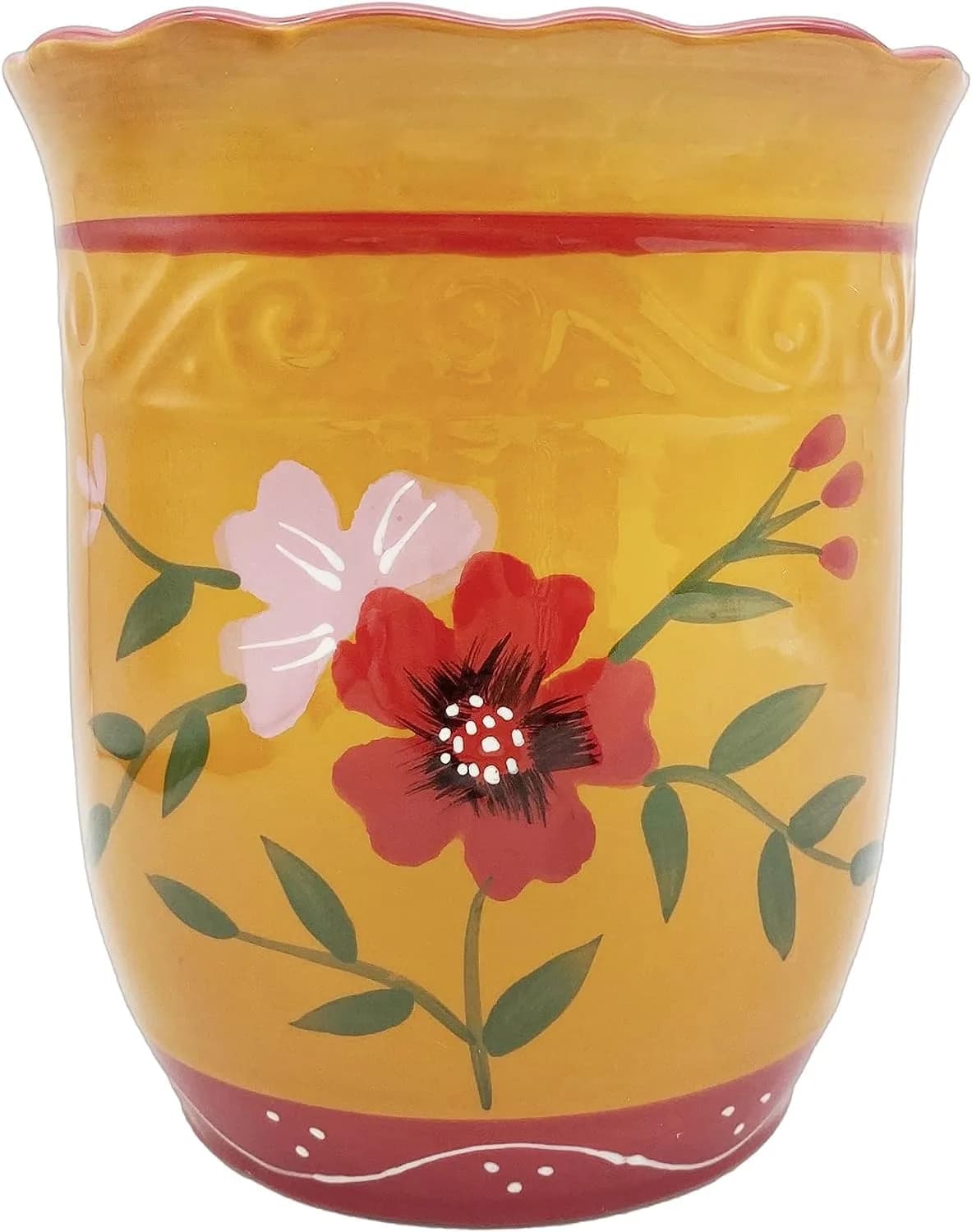 ACK Utensil Holder (Garden) Yellow | Modern Ceramic Kitchen Organizer 5.75" - main product image