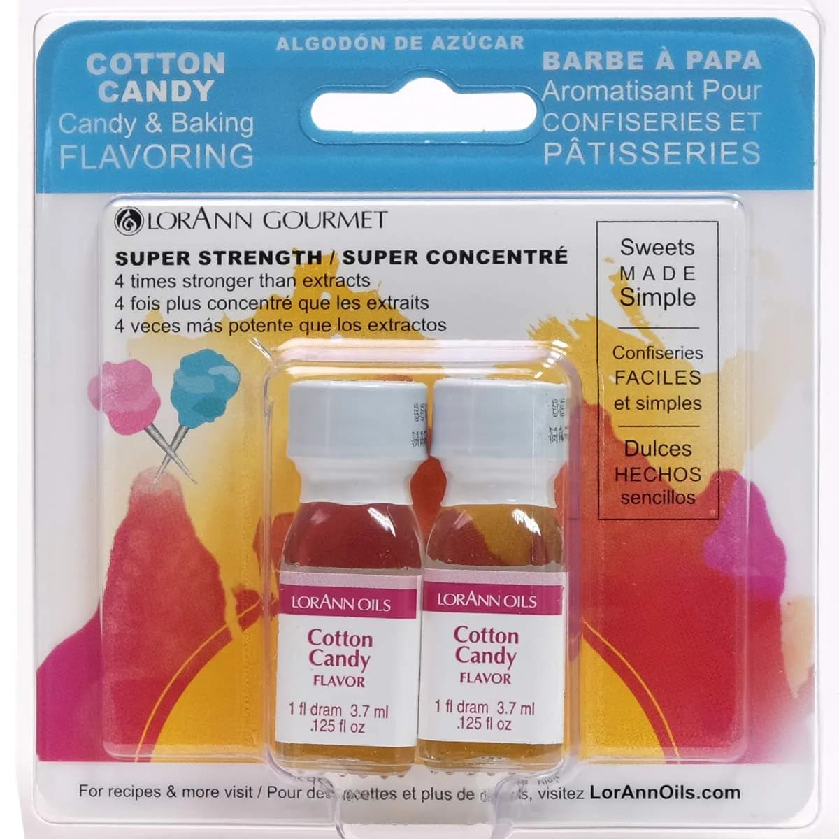 LorAnn Oils Super Strength Cotton Candy Flavoring 0.125 oz | Bold, Concentrated Candy Flavor, Alcohol & Gluten Free — Cotton Candy