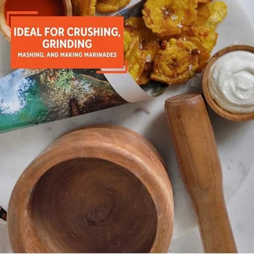 Imusa Jumbo Wood Mortar & Pestle for Crushing and Grinding | Durable Natural Finish, 4-inch Diameter thumbnail 6