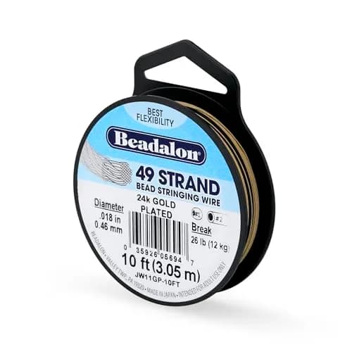 Beadalon 49-Strand Bead Wire .018" / 0.46 mm, Gold Plated, 3.1 m | Flexible Jewelry Wire for Beading & Jewelry Making thumbnail 1