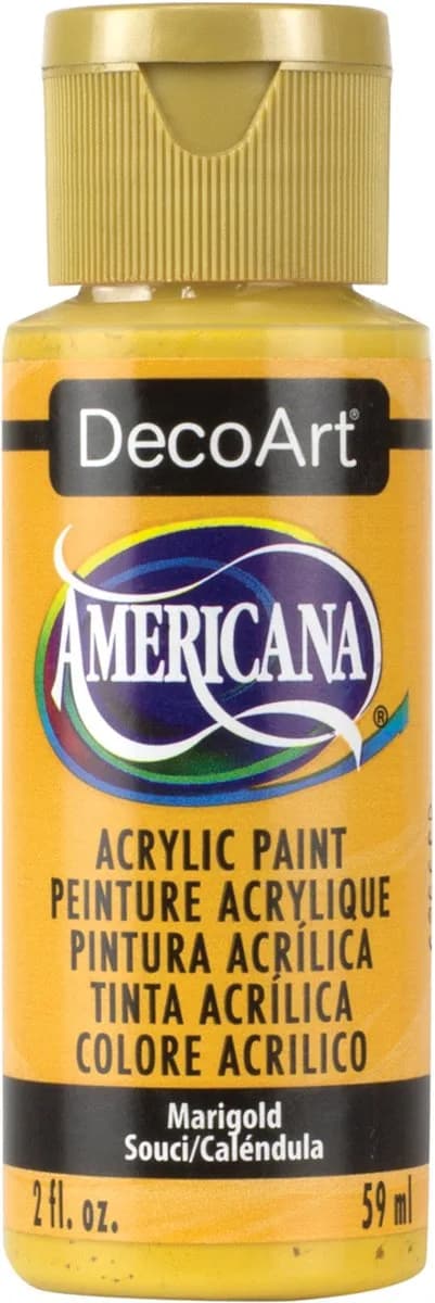 DecoArt Americana Acrylic Paint, 2-Ounce | Water-Based, Non-Toxic, Matte Finish — Marigold